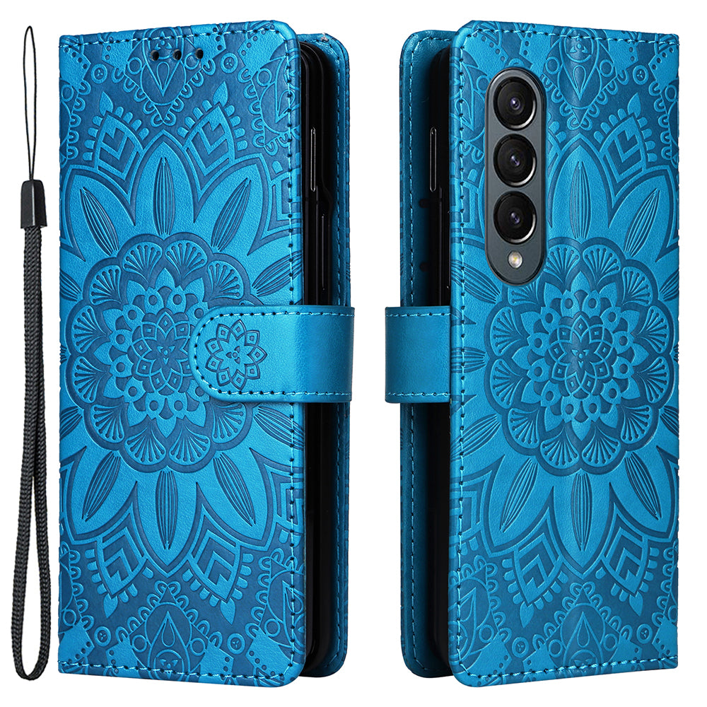 For Samsung Galaxy Z Fold4 5G Leather Stand Phone Case Sunflower Imprinted Wallet Folding Phone Cover with Strap For Samsung Galaxy Z Fold4 5G Leather Stand Phone Case Sunflower Imprinted Wallet Folding Phone Cover with Strap